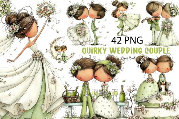 Download Quirky Wedding Couple PNG Bundle - Premium Bundle